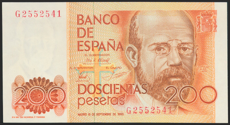 200 Pesetas. 16 de Septiembre de 1980. Serie G. (Edifil 2021: 480a). SC.