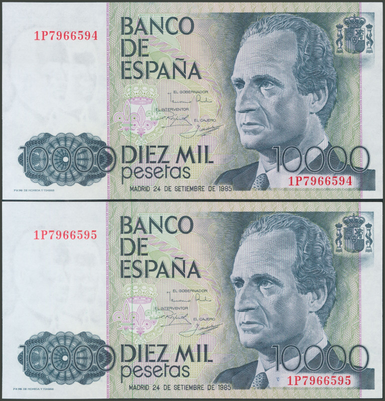 10000 Pesetas. 24 de Octubre de 1985. Pareja correlativa. Serie 1P. (Edifil 2017...