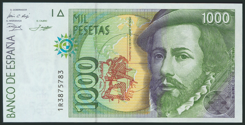 1000 Pesetas. 12 de Octubre de 1992. Serie 1R y numeración capicúa. (Edifil 2017...