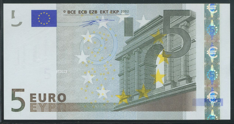 5 Euros. 1 de Enero de 2002. Firma Duisenberg. Serie U (Francia). (Edifil 2021: ...