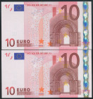 10 Euros. 1 de Enero de 2002. Pareja correlativa (cabe recordar que el último dígito de la numeración de todos los billetes denominados en euros es pa...