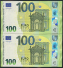 100 Euros. 28 de Mayo de 2019. Pareja correlativa (cabe recordar que el último dígito de todos los billetes denominados en euros es para control inter...