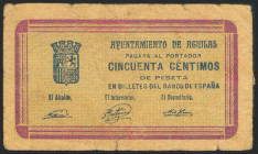 AGUILAS (MURCIA). 50 Céntimos. 1 de Junio de 1940. (González: 91). MBC+.