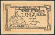 ALHAMA DE MURCIA (MURCIA). 1 Peseta. 1937. Serie E. (González: 496). Inusual. SC-.