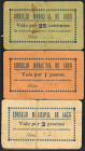 AREN (HUESCA). 25 Céntimos, 1 Peseta y 2 Pesetas. (1937ca). (González: 743/45). Serie rara completa, el 2 pts presencia de cinta adhesiva. MBC.