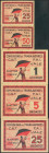BINEFAR (HUESCA). 25 Grados, 50 Grados, 1 Unidad, 5 Unidades y 25 Unidades. (1938ca). Serie rarísima completa. (González: 1217/21). EBC/EBC+.
