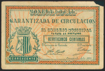 CARCAGENTE (VALENCIA). 25 Céntimos. Julio 1937. (González: 1633). MBC-.