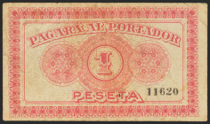 CAUDETE (ALBACETE). 1 Peseta. (1938ca). (González: 1850). Raro. MBC.