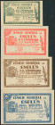 ESPLUS (HUESCA). 10 Céntimos, 25 Céntimos, 50 Céntimos y 1 Peseta. 1 de Enero de 1938. (González: 2344/47). Rara serie completa. SC-/EBC+.