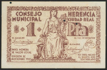 HERENCIA (CIUDAD REAL). 1 Peseta. Noviembre 1937. (González: 2823). Pequeños taladros. EBC+.