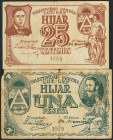 HIJAR (TERUEL). 25 Céntimos y 50 Céntimos. (1937ca). (González: 2849/50). Serie completa. MBC-.