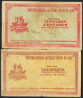 JAEN. 25 Céntimos y 1 Peseta. (1937ca). Series C y A, respectivamente. (González: 2983, 2985). Inusuales. MBC-.