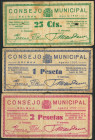 SELGUA (HUESCA). 25 Céntimos, 1 Peseta y 2 Pesetas. 14 de Agosto de 1937. (González: 4807, 4809, 4810). Inusuales. BC-.