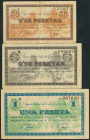 TAMARITE DE LA LITERA (HUESCA). 25 Céntimos, 50 Céntimos y 1 Peseta. 10 de Octubre de 1937. Series C, B y A, respectivamente. (González: 4972/74). Inu...