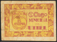 UTIEL (VALENCIA). 25 Céntimos. (1937ca). Serie A. (González: 5249). MBC-.