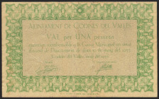 CODINES DEL VALLES (BARCELONA). 1 Peseta. Mayo 1937. (González: 7615). EBC.