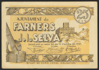FARNERS DE LA SELVA (GERONA). 25 Céntimos. 14 de Octubre de 1937. (González: 7830). SC-.