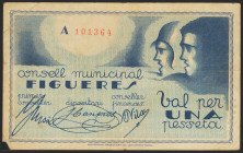 FIGUERES (GERONA). 1 Peseta. Marzo 1937. Serie A. (González: 7850). BC.