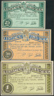 FONTS DE SACALM (GERONA). 25 Céntimos, 50 Céntimos y 1 Peseta. 12 de Mayo de 1937. Series C, B y A, respectivamente. (González: 7912/14). Inusual seri...