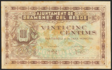 GRAMENET DEL BESOS (BARCELONA). 25 Céntimos. 30 de Julio de 1937. (González: 8076). MBC.