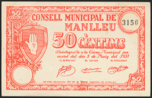 MANLLEU (BARCELONA). 50 Céntimos. 1 de Mayo de 1937. (González: 8489). EBC+.