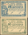 OLESA DE MONTSERRAT (BARCELONA). 25 Céntimos y 50 Céntimos. 18 de Mayo de 1938. (González: 8922, 8923). SC-/EBC+.
