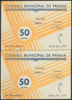 PREMIA (BARCELONA). 50 Céntimos. Pareja correlativa. Serie B. (González: 9454). SC.
