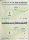 PREMIA (BARCELONA). 1 Peseta. Mayo 1937. Pareja correlativa. Serie A. (González: 9455). SC.