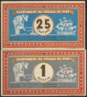 PREMIA DE MAR (BARCELONA). 25 Céntimos y 1 Peseta. Septiembre 1937. Series B y D, respectivamente. (González: 9468, 9470). SC-.