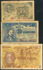 REUS (TARRAGONA). 25 Céntimos, 50 Céntimos y 1 Peseta. 14 de Abril de 1937 y 21 de Julio de 1937. Series A(2) y D, respectivamente. (González: 9548, 9...
