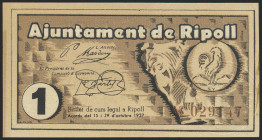 RIPOLL (GERONA). 1 Peseta. 29 de Octubre de 1937. (González: 9649). EBC+.