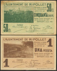 RIPOLLET (BARCELONA). 50 Céntimos y 1 Peseta. 25 de Julio de 1937. (González: 9667/68). Serie completa. MBC/EBC+.