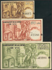VIC (BARCELONA). 25 Céntimos, 50 Céntimos y 1 Peseta. 7 de Junio de 1937. (González: 10629/31). Inusual serie completa, especialmente en esta calidad....