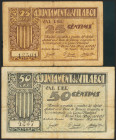 VILABOI (BARCELONA). 25 Céntimos y 50 Céntimos. 19 de Mayo de 1937. (González: 10679, 10680). MBC.