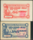 VILASSAR DE MAR (BARCELONA). 50 Céntimos y 1 Peseta. (1937ca). (González: 10866/67). Serie completa. SC/SC-.