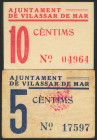 VILASSAR DE MAR (BARCELONA). 5 Céntimos y 10 Céntimos. (1937ca). (González: 10870/71). Inusual serie completa. MBC/EBC+.