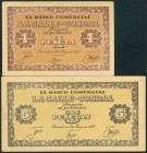 Conjunto de 2 fichas del Banco la Salle-Condal de Barcelona de 1 Peseta y 5 Pesetas, emitidos el 1 de Mayo de 1957. EBC+.