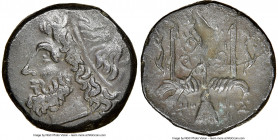 SICILY. Syracuse. Hieron II (ca. 275-215 BC). AE litra (18mm, 11h). NGC Choice VF. Head of Poseidon left, wearing taenia / ΙΕΡΩ-ΝΟΣ/Θ-Φ, trident head,...