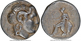THRACIAN KINGDOM. Lysimachus (305-281 BC). AR tetradrachm (27mm, 12h). NGC Choice Fine, scuff. Lampsacus, 297/6-281 BC. Diademed head of the deified A...