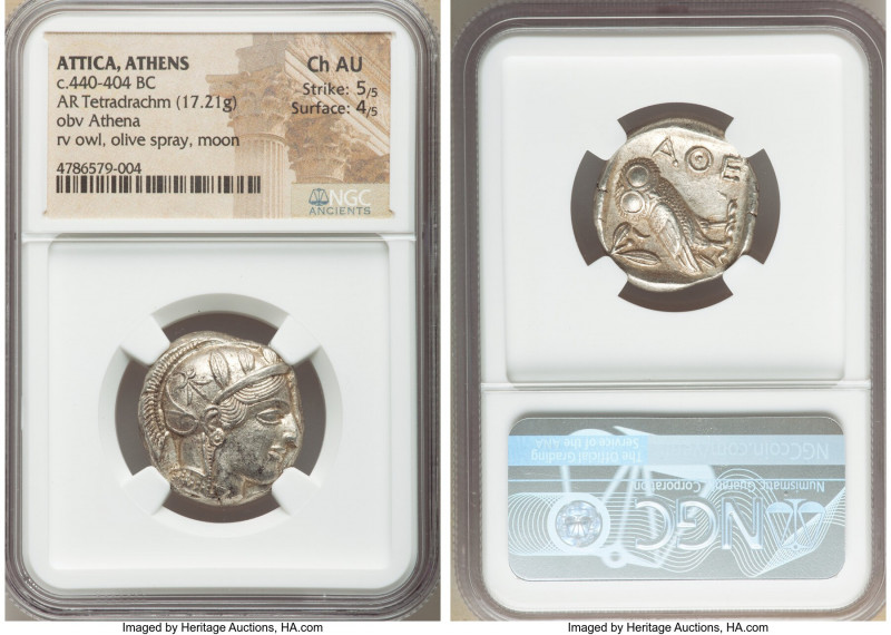 ATTICA. Athens. Ca. 440-404 BC. AR tetradrachm (24mm, 17.21 gm, 4h). NGC Choice ...