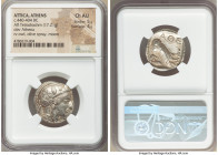 ATTICA. Athens. Ca. 440-404 BC. AR tetradrachm (24mm, 17.21 gm, 4h). NGC Choice AU 5/5 - 4/5. Mid-mass coinage issue. Head of Athena right, wearing ea...