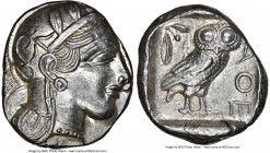ATTICA. Athens. Ca. 440-404 BC. AR tetradrachm (25mm, 17.19 gm, 1h). NGC Choice AU 4/5 - 5/5. Mid-mass coinage issue. Head of Athena right, wearing ea...