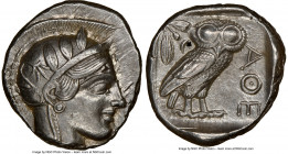ATTICA. Athens. Ca. 440-404 BC. AR tetradrachm (24mm, 17.21 gm, 5h). NGC Choice AU 5/5 - 4/5, brushed. Mid-mass coinage issue. Head of Athena right, w...