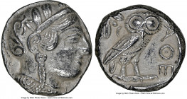 ATTICA. Athens. Ca. 440-404 BC. AR tetradrachm (23mm, 17.11 gm, 9h). NGC AU 5/5 - 4/5. Mid-mass coinage issue. Head of Athena right, wearing earring, ...