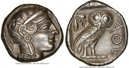 ATTICA. Athens. Ca. 440-404 BC. AR tetradrachm (24mm, 17.16 gm, 6h). NGC AU 5/5 - 4/5. Mid-mass coinage issue. Head of Athena right, wearing earring, ...