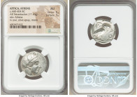 ATTICA. Athens. Ca. 440-404 BC. AR tetradrachm (23mm, 17.10 gm, 7h). NGC AU 5/5 - 3/5. Mid-mass coinage issue. Head of Athena right, wearing earring, ...