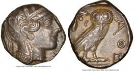 ATTICA. Athens. Ca. 440-404 BC. AR tetradrachm (23mm, 17.20 gm, 8h). NGC Choice XF 4/5 - 5/5. Mid-mass coinage issue. Head of Athena right, wearing ea...