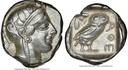ATTICA. Athens. Ca. 440-404 BC. AR tetradrachm (25mm, 17.15 gm, 10h). NGC Choice XF 4/5 - 4/5. Mid-mass coinage issue. Head of Athena right, wearing e...