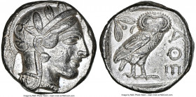 ATTICA. Athens. Ca. 440-404 BC. AR tetradrachm (24mm, 17.19 gm, 4h). NGC XF 5/5 - 3/5. Mid-mass coinage issue. Head of Athena right, wearing earring, ...