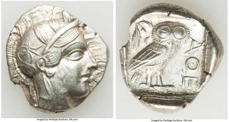 ATTICA. Athens. Ca. 440-404 BC. AR tetradrachm (27mm, 16.75 gm, 5h). AU, cut. Mi...